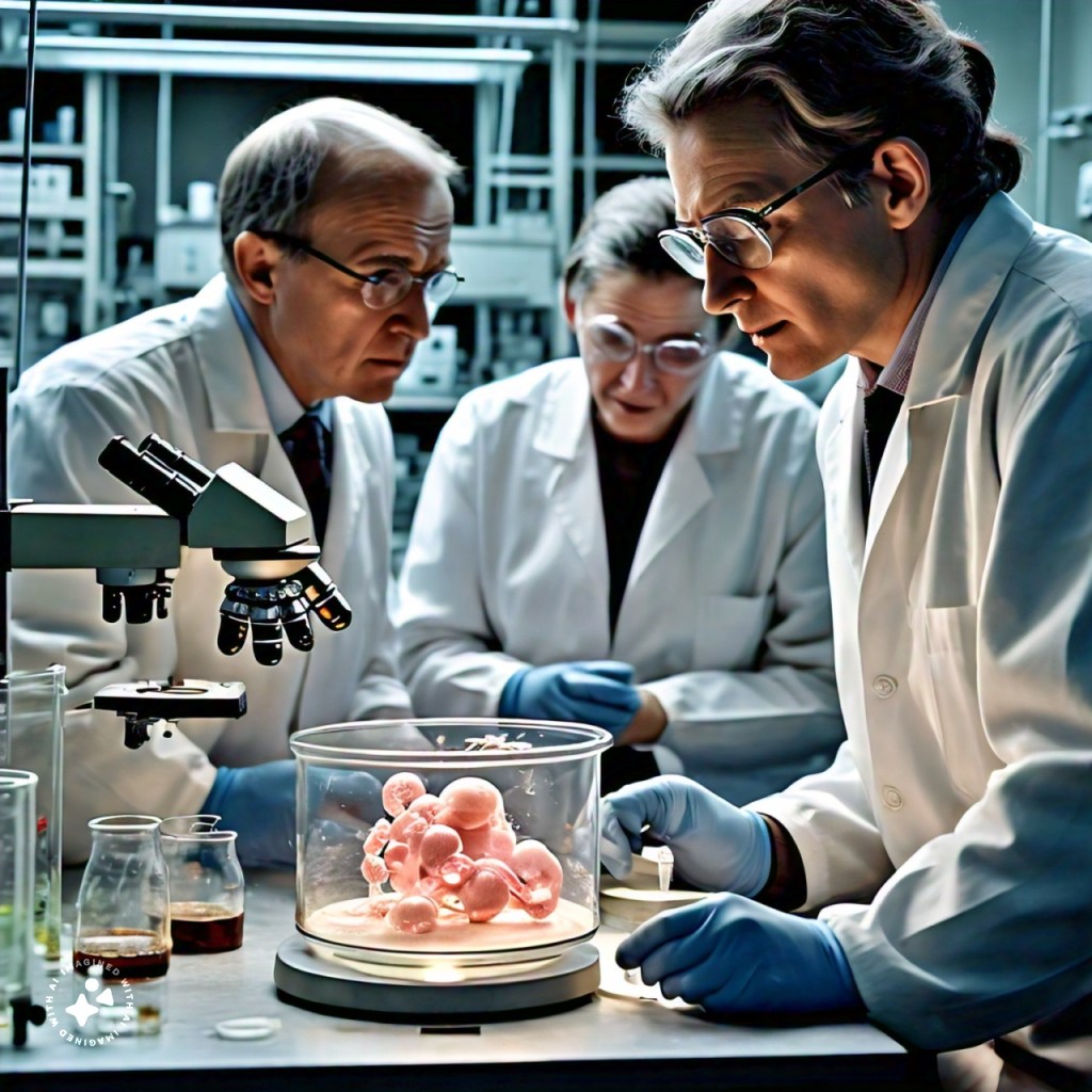 A split-screen image with a human embryo on one side and a fully formed human on the other, representing the ethical debate on the sanctity of human life.