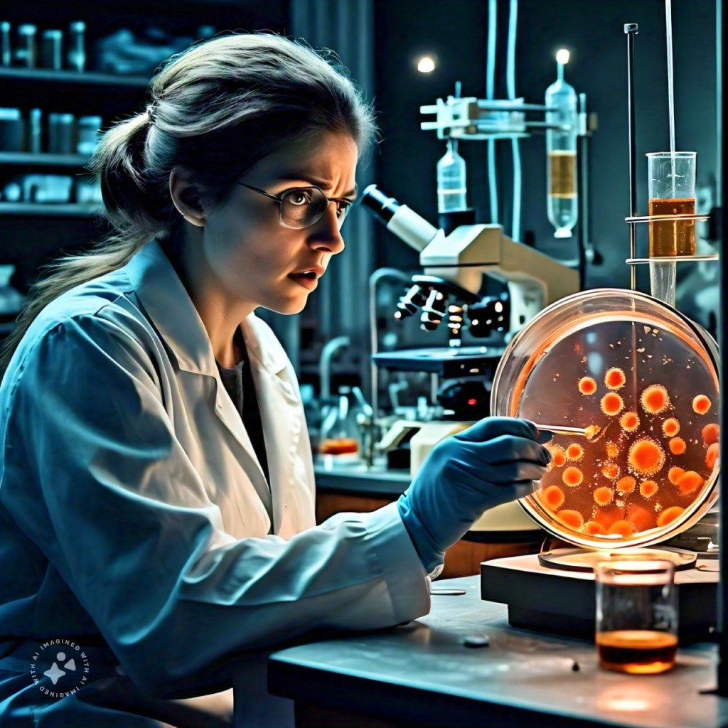 A stem cell dividing and growing into an uncontrolled mass or tumor, highlighting the potential risks of unregulated stem cell growth.